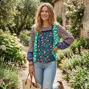 ANTHROPOLOGIE | Maeve Long Sleeve Peasant Colorful Boho Top